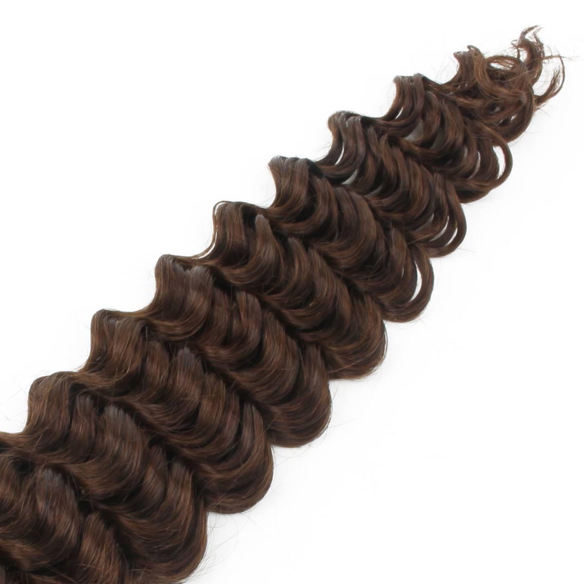 Medium Brown Deep Wave Bulk Human Hair Extensions